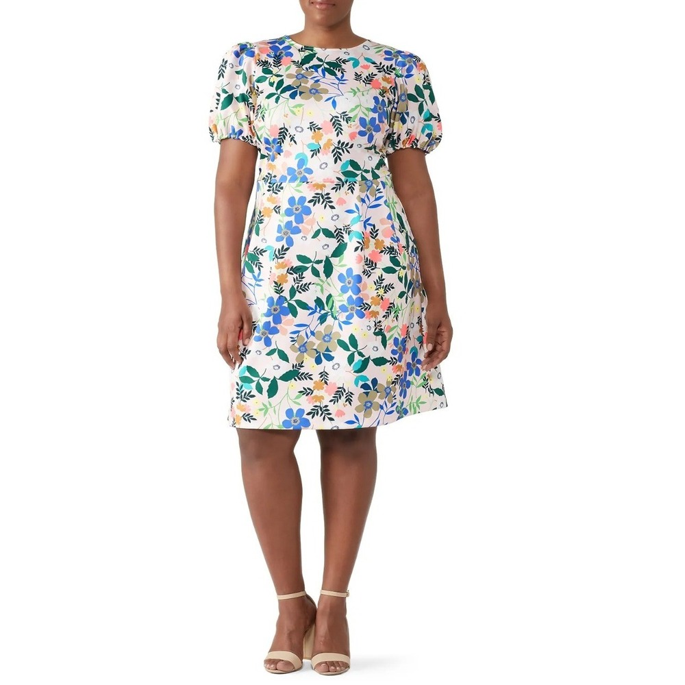 Eloquii Puff Sleeve Dress Women 14‎ Pink Floral Feminine Coquette Garden Party